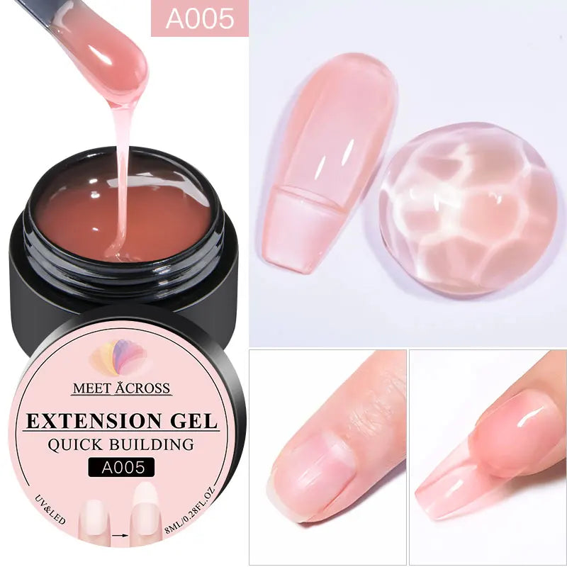 MEET ACROSS 8ML Gel Ongles Extension Rapide Vernis Nude Blanc Lait Vernis Gel UV Semi-Permanent pour Manucure et Outils