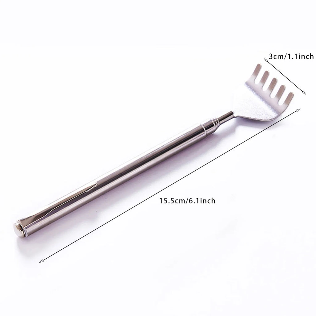 Adjustable Stainless Steel Back Scratcher with Retractable Claw for Portable and Convenient Massage and Tickle Relief