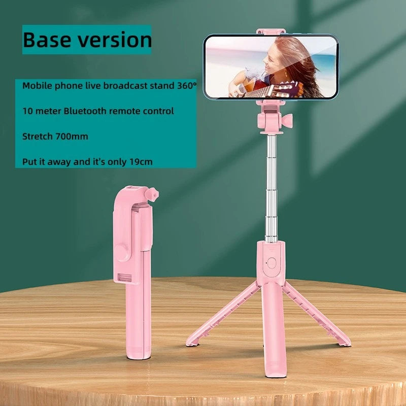 Perche à selfie sans fil avec trépied, lampe et télécommande Bluetooth extensible pour iPhone et streaming TikTok en direct