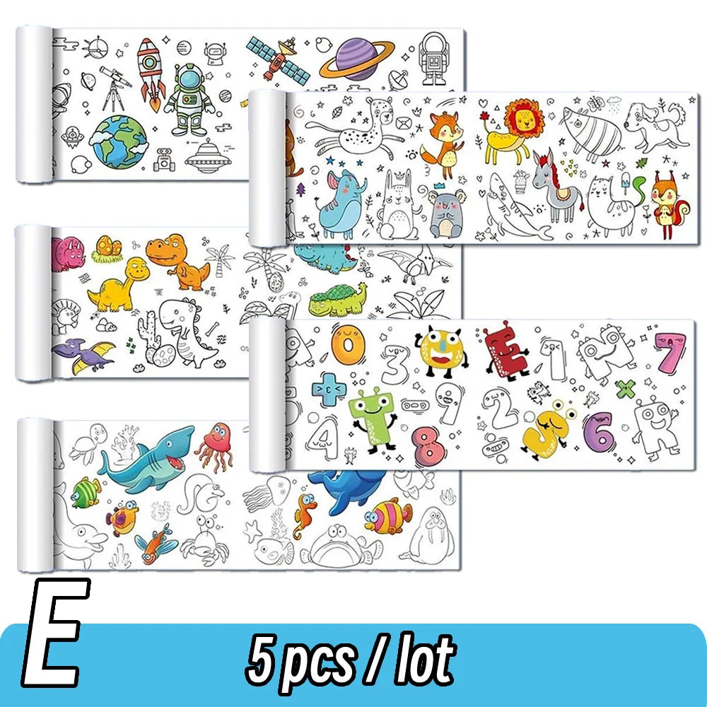Rouleau de papier à colorier pour enfants, motif animaux, 90 cm, à découper et colorier soi-même. Idéal pour les activités manuelles et éducatives comme le graffiti ou le scrapbooking