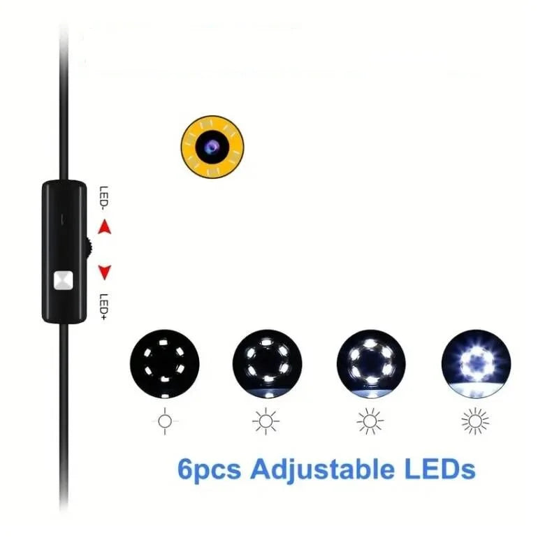 Caméra d'inspection endoscopique USB avec lumière, Endoscope avec caméra serpent Semi-rigide, caméra d'inspection USB étanche pour type-c