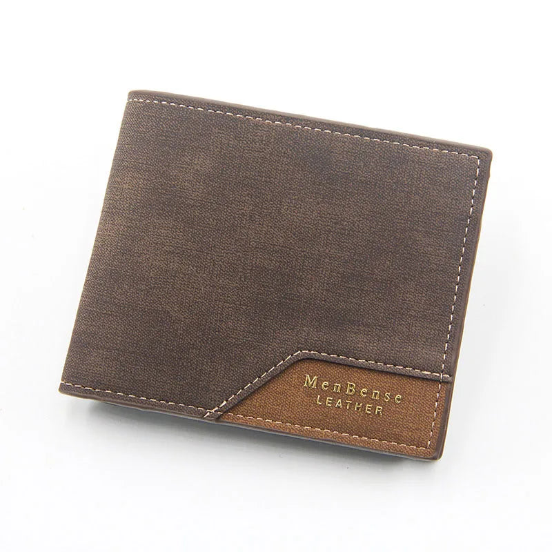 Portefeuille court pour homme, fin et classique, avec porte-monnaie et porte-photo, petit portefeuille masculin, porte-cartes de qualité, portefeuille en cuir givré pour homme