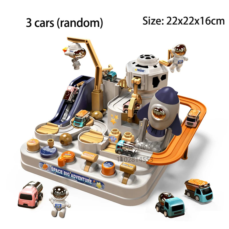 Hot Racing Rail Car Model Train Track Adventure Game Animals Space Rocket Toys Children Educational Brain Mechanical Interactive