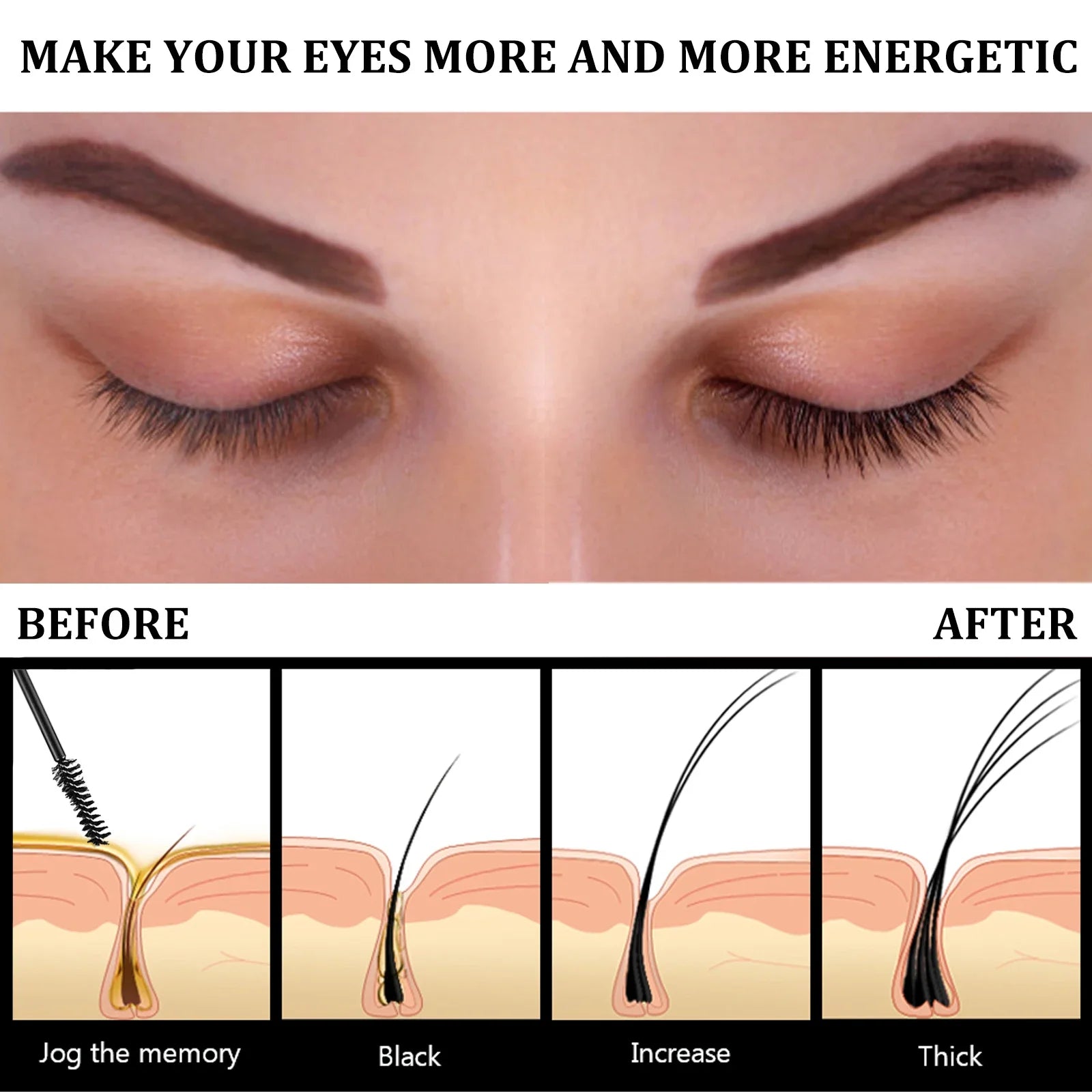 Sérum liquide hydratant à l'huile de ricin naturelle pour la croissance des sourcils, épaississants et fins, pour extensions de cils. Produit de maquillage féminin