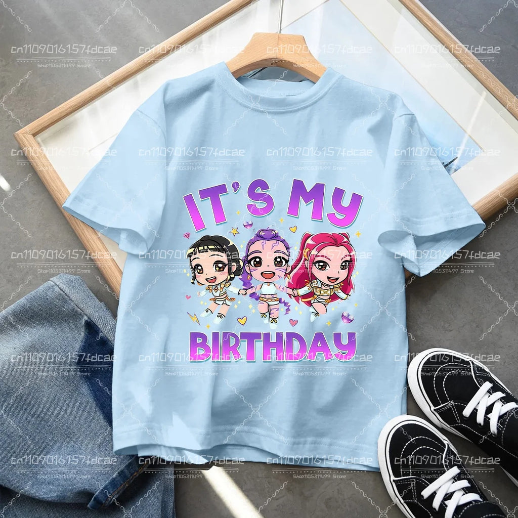 T-shirt Fun Huntrix Kpop Demon Hunters 2026 pour garçons et filles fans, cadeau d'été, col rond, manches courtes, t-shirt tendance pour enfants