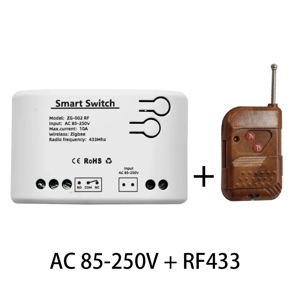Contrôleur intelligent Zigbee unidirectionnel, interrupteur à distance, module relais pour garage avec disjoncteur intelligent RF433 et minuterie Alexa