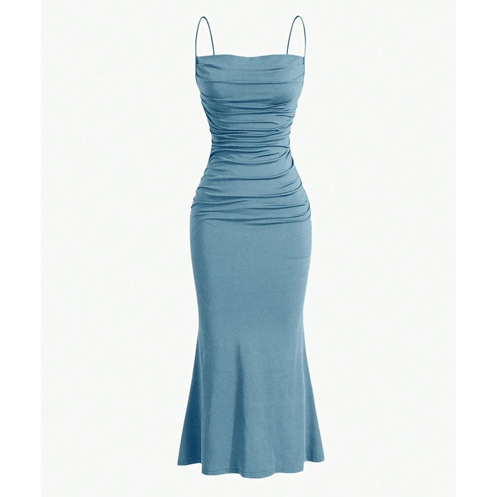 Mia Muse robes de soirée pour femmes Maxi bretelles Spaghetti élégant mince soirée invité de mariage multicolore été robes de demoiselle d'honneur