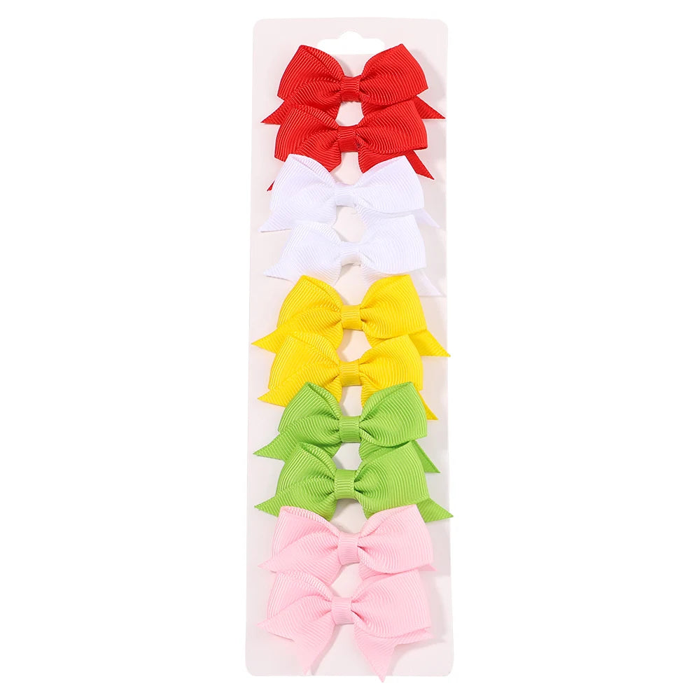 Pinces à cheveux avec nœud papillon en ruban solide, 10 pièces/ensemble, jolies Barrettes faites à la main pour bébés filles, couvre-chef, accessoires pour enfants