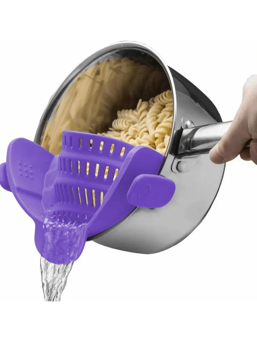 1 passoire à pince réglable en silicone pour casseroles, poêles et bols - Égouttoir manuel pour nouilles et pâtes