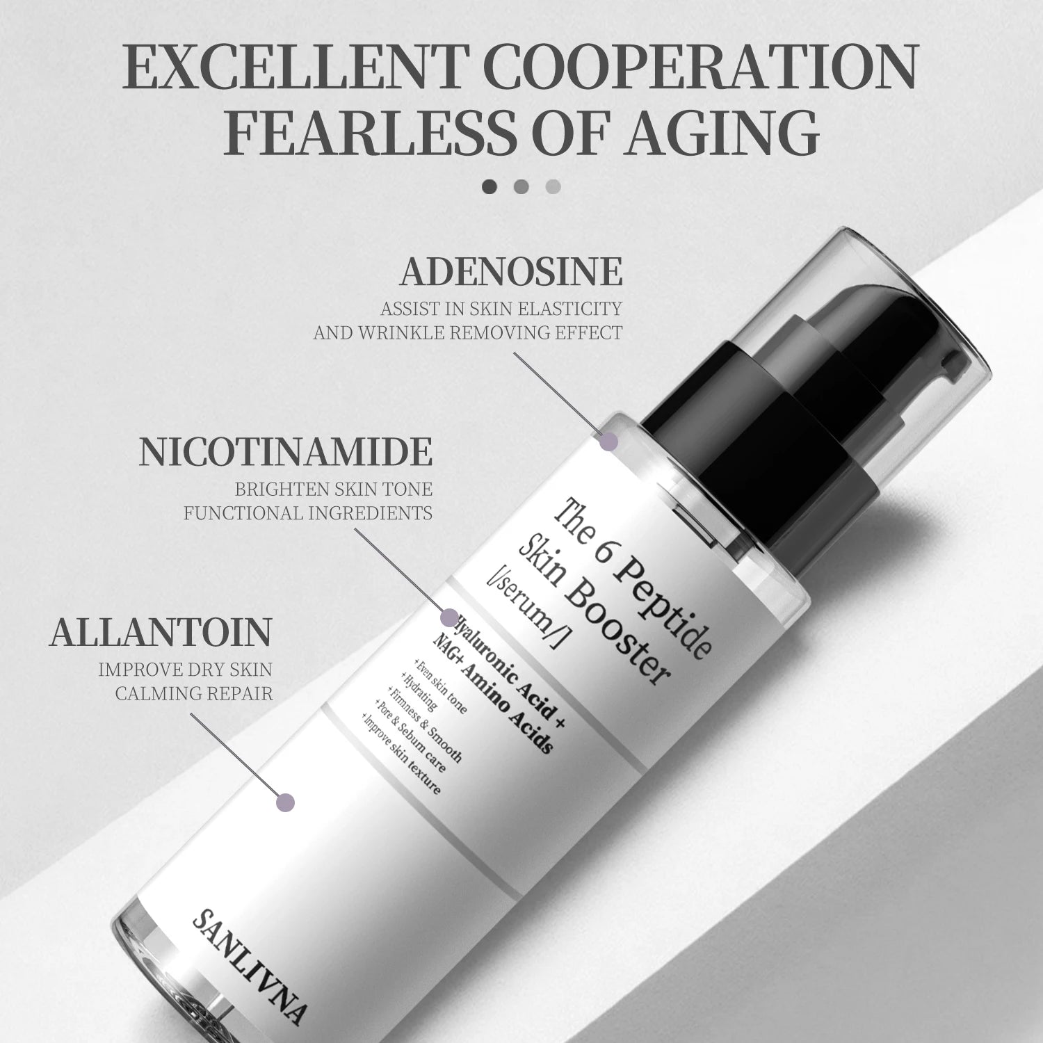 Coffret de soins du visage rafraîchissants à base d'essence de 6 peptides. Contient du collagène pour atténuer les ridules, illuminer le teint, hydrater et nourrir la peau
