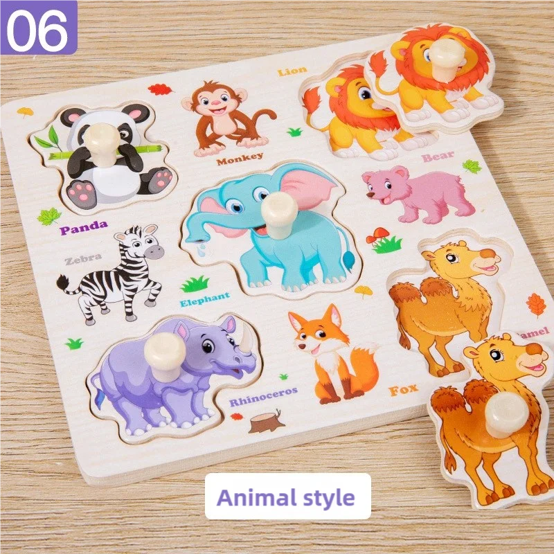 Puzzles en bois Montessori pour enfants, jeu de puzzle manuel, jeu de poissons pour développer la cognition et l'éveil des parents et des enfants
