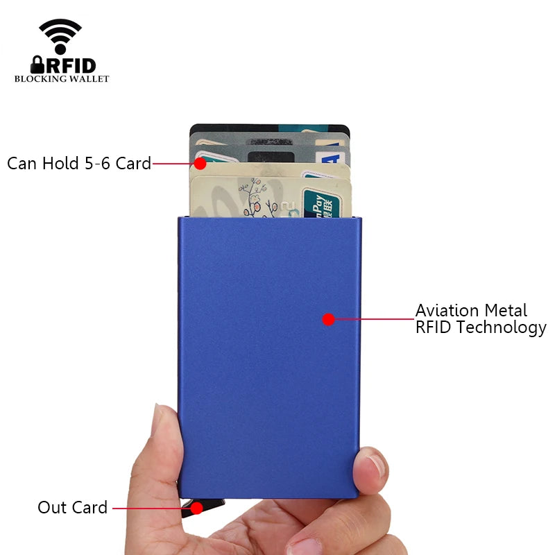 Hommes ID crédit porte carte bancaire portefeuille Anti Rfid intelligent Anti Rfid blocage protégé magique Pop Up mince petit argent portefeuilles étui