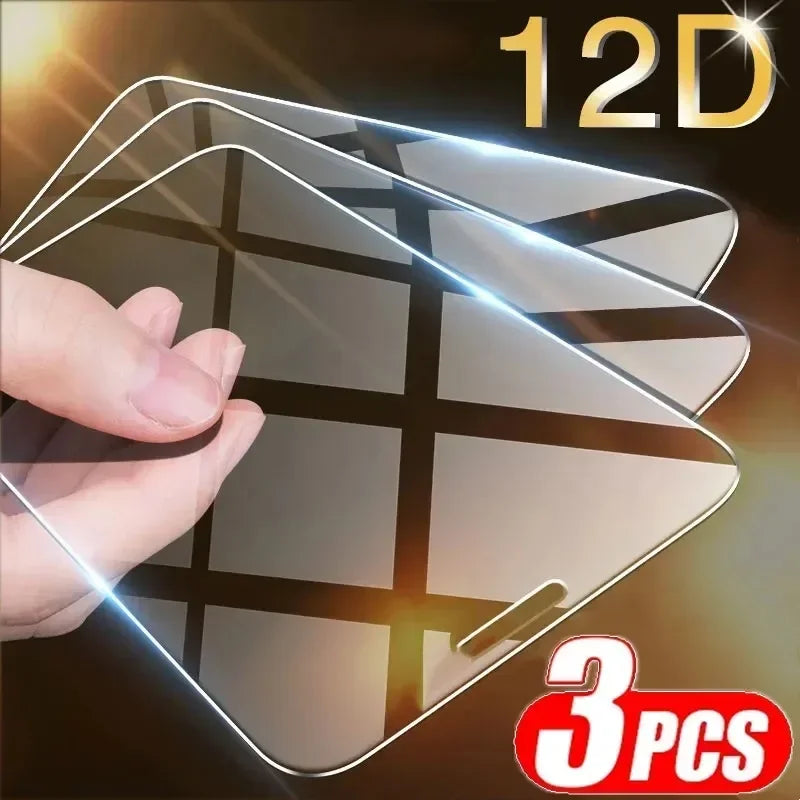 Protecteur d'écran, 3 pièces, en verre trempé pour iPhone 14 13 12 11 15 Pro Max Mini 17 XR XS MAX 7 8 Plus 16