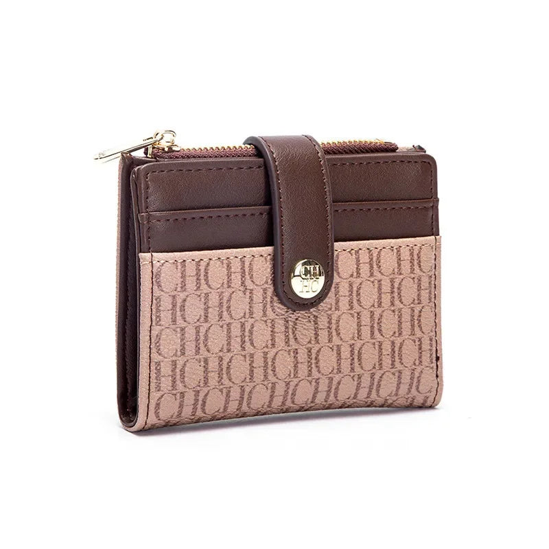 Luxury Brand Classic Retro Square Design Card Case Fashion Button Classic Folding Money Clip Compact Lightweight Luxury Women