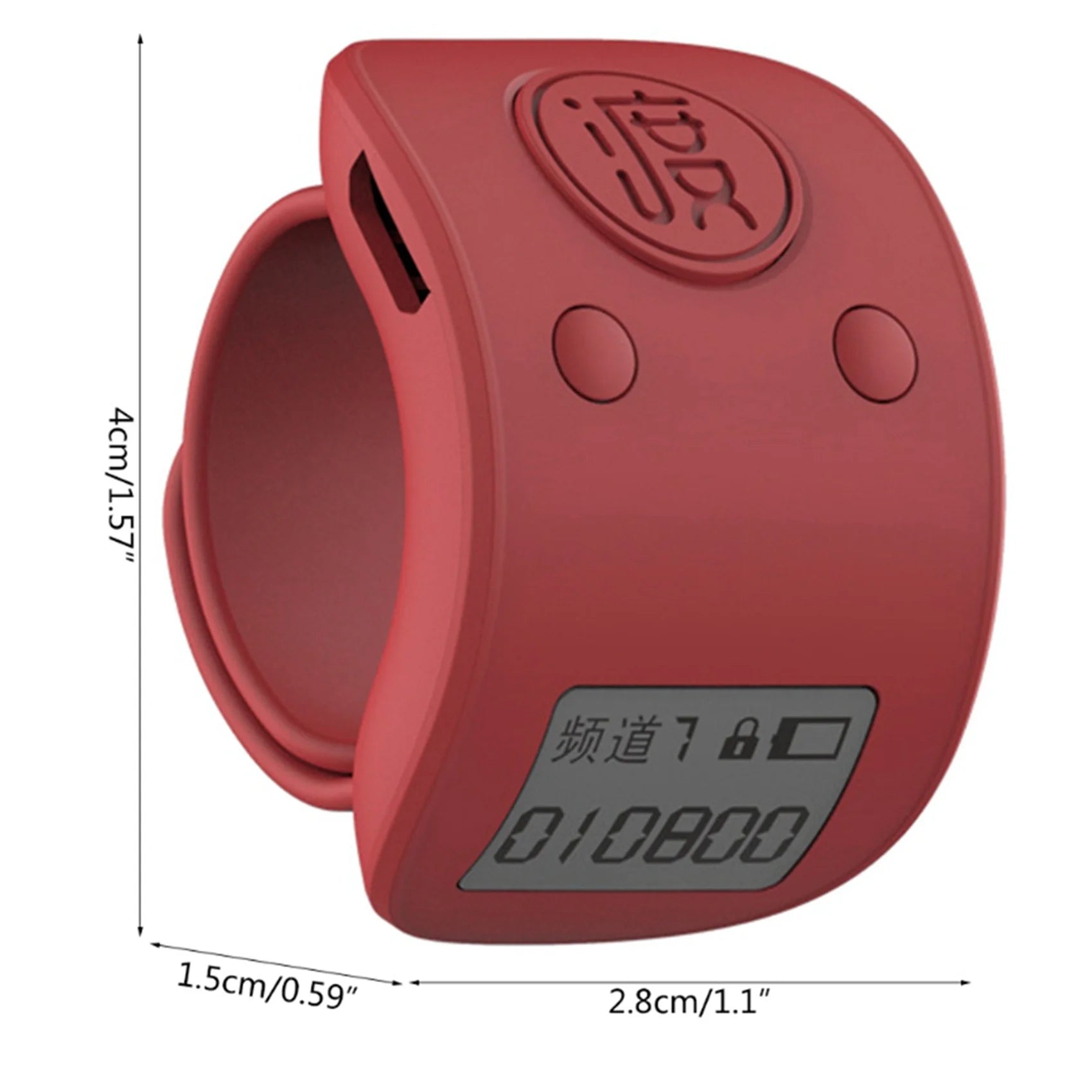Compteur électronique numérique AA84 3X Mini LCD à anneau pour doigt, 6 chiffres, rechargeable, avec cliquet - Noir