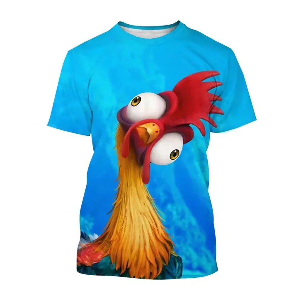 T-shirt de poulet drôle Disney pour hommes et femmes, imprimé en 3D, décontracté, de rue, pour enfants, garçons et filles, 2024