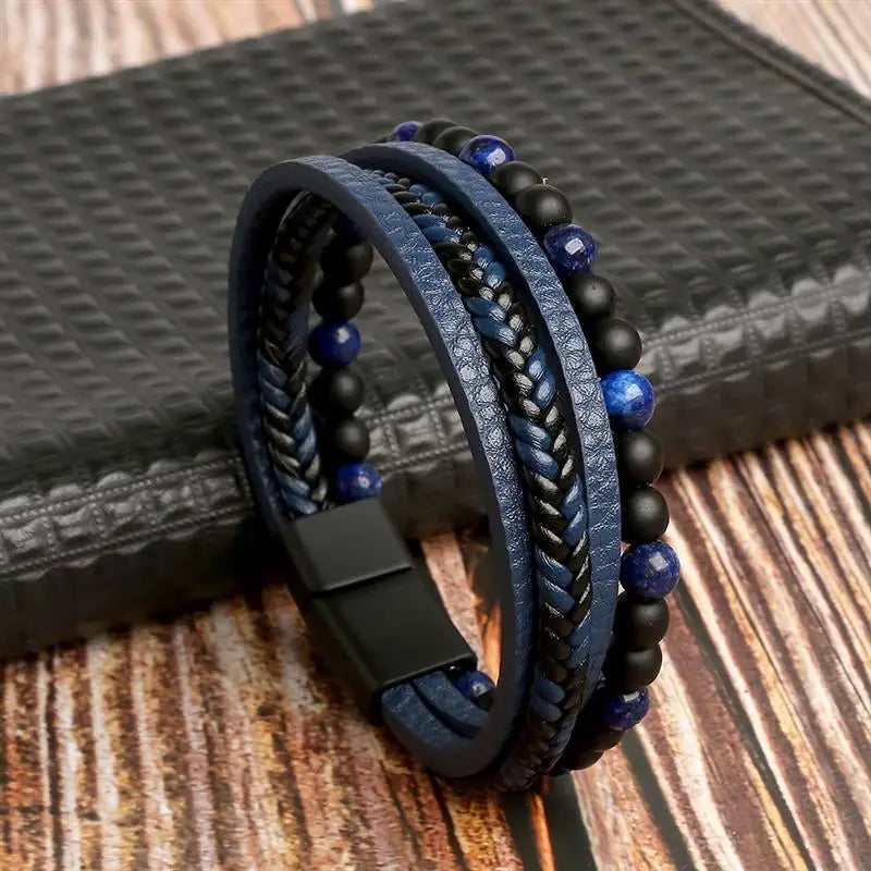 Bracelet en cuir classique pour hommes, nouveau Style, tissé à la main, multicouche, accessoire combiné, mode homme, bijoux, vente en gros, livraison directe