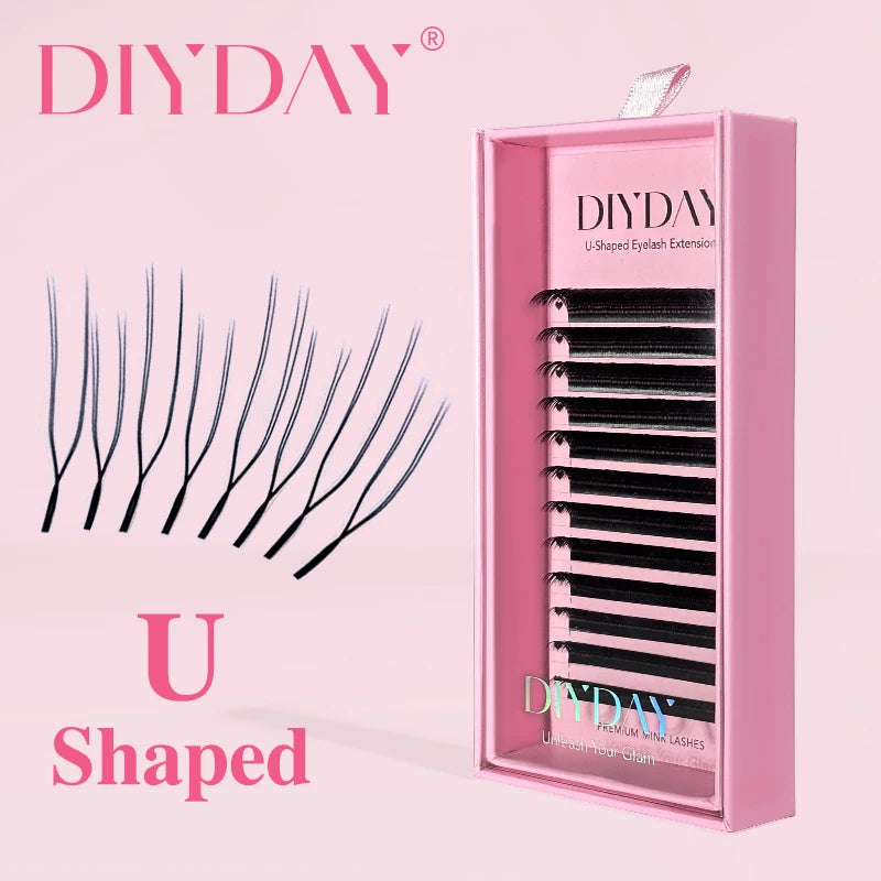 DIYDAY – Extension de cils YY en forme de U, faux cils en vison Ultra doux et légers, PBT Premium, Double couche