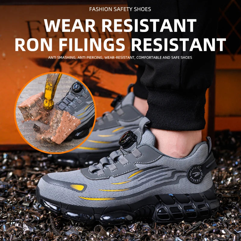 Chaussures de travail respirantes, sans lacets, à semelle souple, confortables, anti-écrasement et anti-perforation