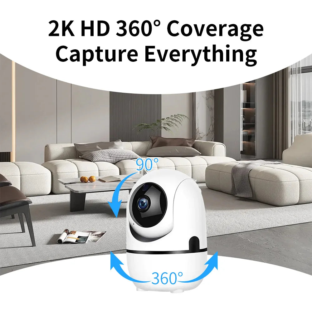 Caméra IP Wi-Fi 2,4 GHz/5 GHz pour maison connectée avec suivi automatique, vision nocturne 1080p, vidéosurveillance sans fil, compatible avec l'application OK pour la sécurité des bébés
