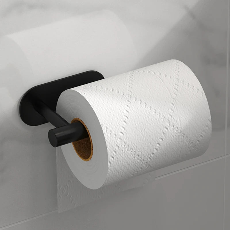 Stainless steel paper roll holder, wall-mounted without drilling, for kitchen, bathroom, wall, and paper towel storage rack.