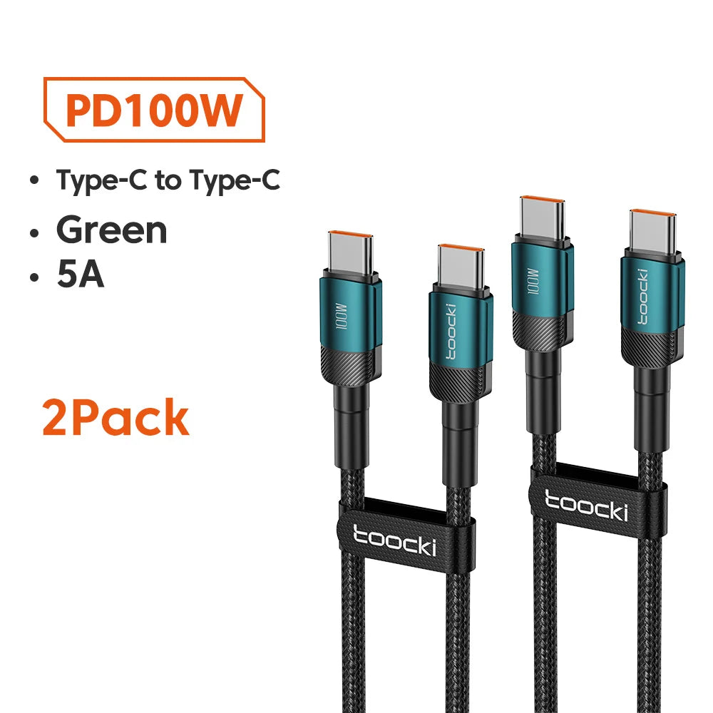 Toocki 100W Type C vers USB C câble PD 3.0 Charge rapide 4.0 Charge rapide Type C vers Type C pour iPhone 15 Macbook Samsung Xiaomi