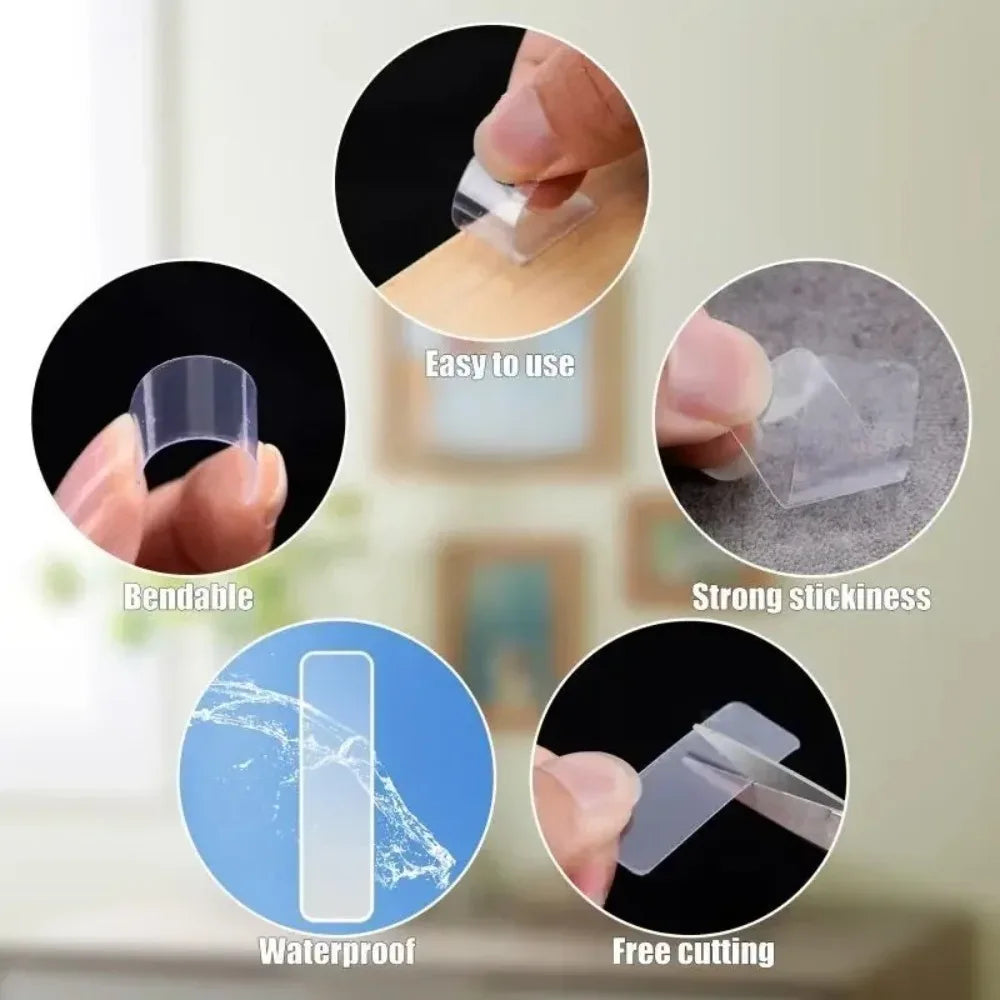 Transparent double-sided adhesive tape, strong double-sided adhesive tape, waterproof wall stickers suitable for bathrooms