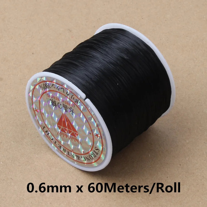 Cordon élastique résistant de 60 m (0,5-1,2 mm) pour perles de cristal, idéal pour la création de bracelets et colliers et autres bijoux. Fil flexible.