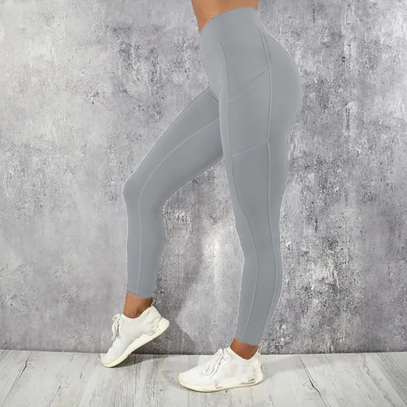 Yoga Fitness femmes Leggings taille haute collants avec poche gymnastique entraînement en cours d'exécution extensible Sexy bout à bout levage décontracté pantalon slim