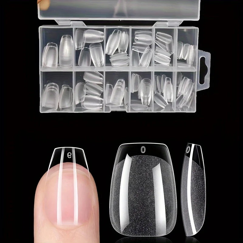 120 capsules d'ongles à pression à couverture complète, forme stiletto, amande, carrée, cercueil, française, faux ongles en gel à tremper, capsules