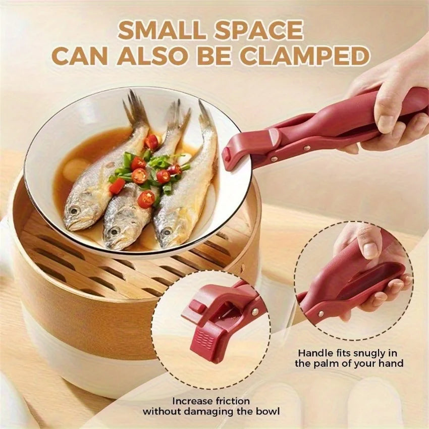 Pince à bol anti-brûlure pour usage domestique, support de plaque en silicone antidérapant, pince à bol, pince à vaisselle, plaque de cuisson de cuisine et pince à vapeur