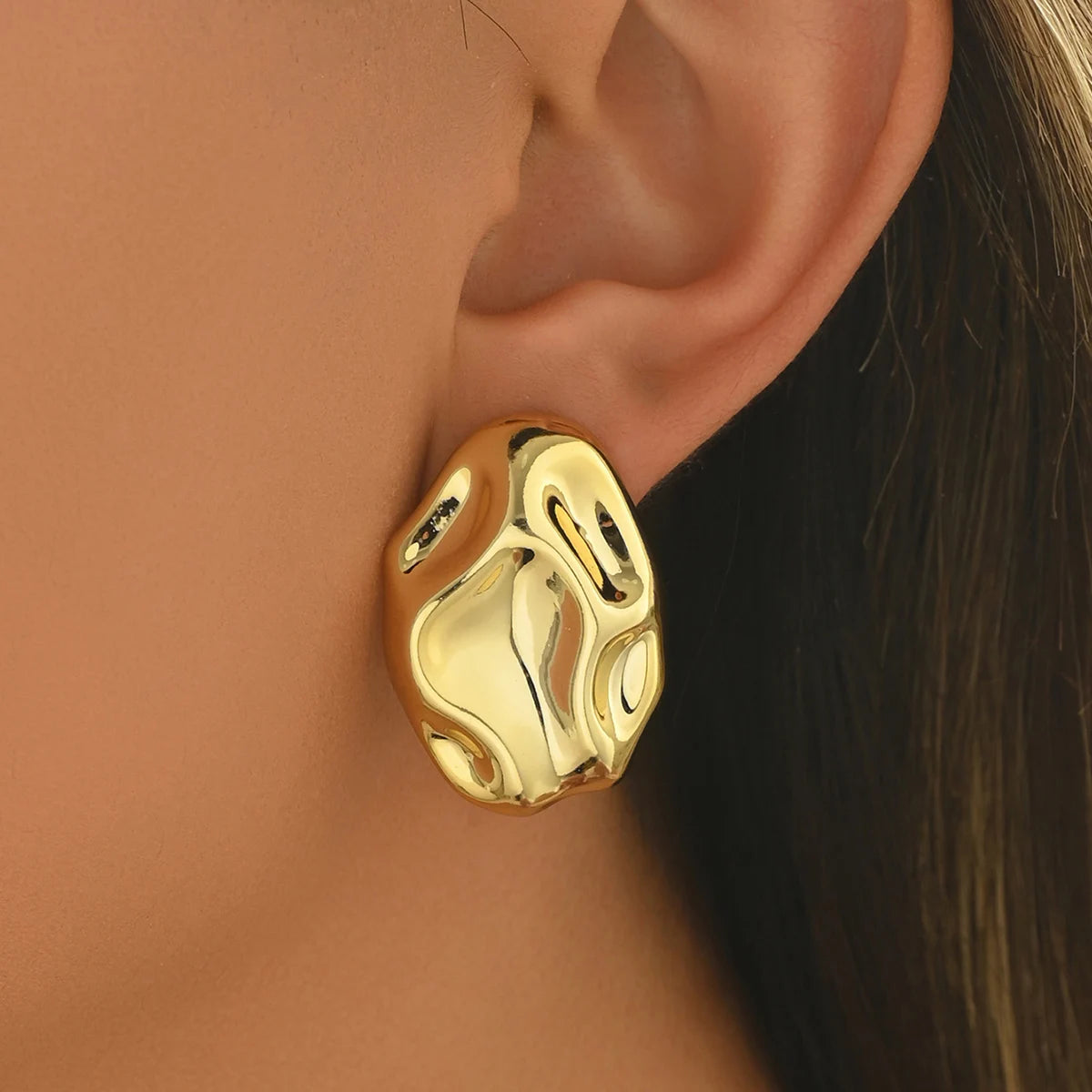 Boucles d'oreilles Vintage en forme de fleur pour femmes, couleur or, pétales géométriques, Piercing, bijoux de fête de luxe, tendance