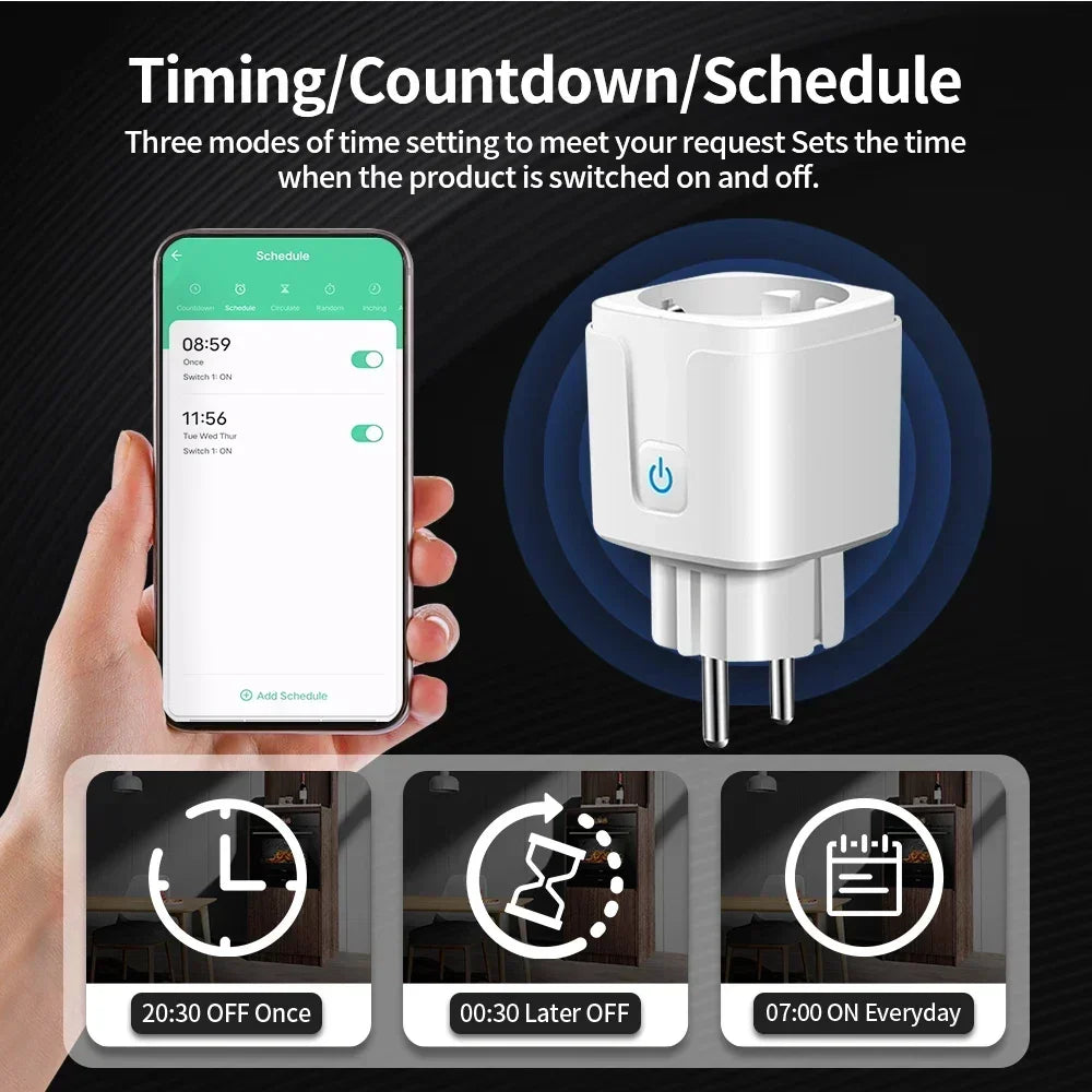Prise TNCE Tuya EU Zigbee3.0 ou WIFI 16/20A, prise intelligente avec synchronisation du moniteur de puissance, commande vocale fonctionne avec Alexa Alice