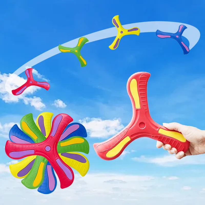 Boomerang souple en forme de croix à trois feuilles pour enfants, disque volant d'extérieur, jouet de sport interactif pour adultes et enfants, idéal pour se détendre et créer des puzzles. Cadeau parfait pour se déconnecter