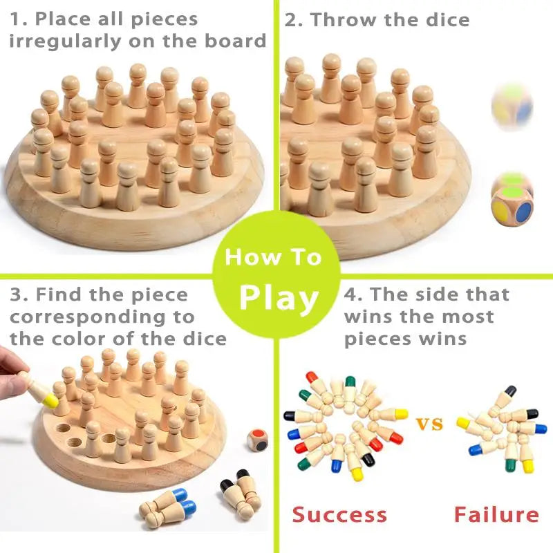 Puzzle en bois, jouet Montessori éducatif, apprentissage sensoriel des couleurs, jeu de mémoire BeBe, jeu d'échecs avec allumettes, jeu de société pour enfants