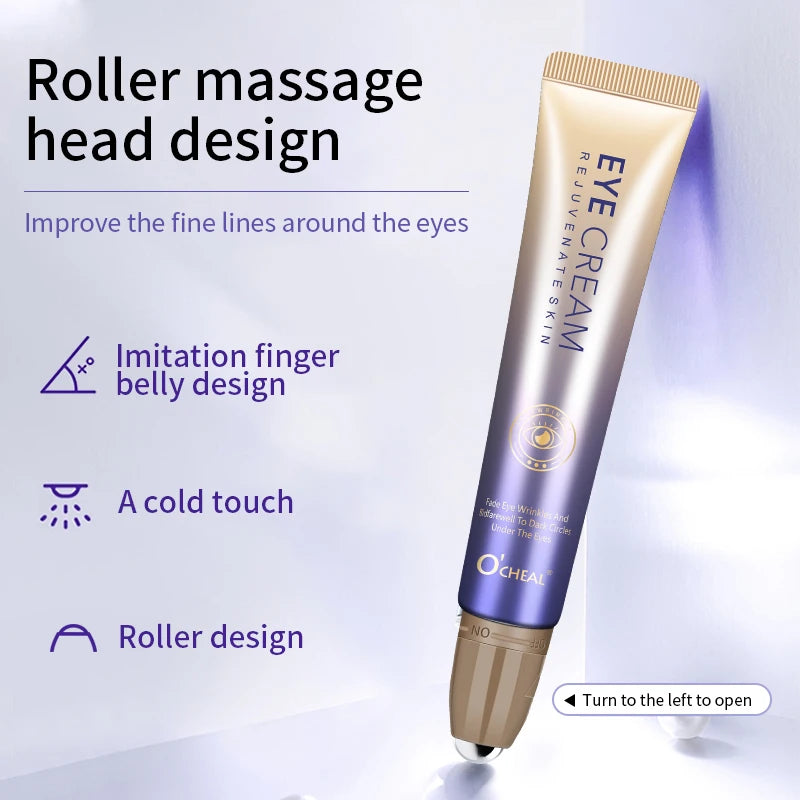 O'CHEAL Crème contour des yeux anti-rides avec bille, sérum hydratant à séchage rapide à l'acide hyaluronique, atténue les ridules