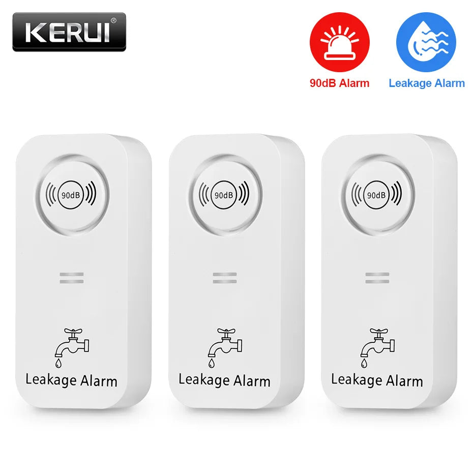 Capteur d'eau sans fil KERUI, alarme 90 dB, détecteur de fuites d'eau, surveillance des fuites et alarme d'écoulement pour cuisine, salle de bain et sous-sol