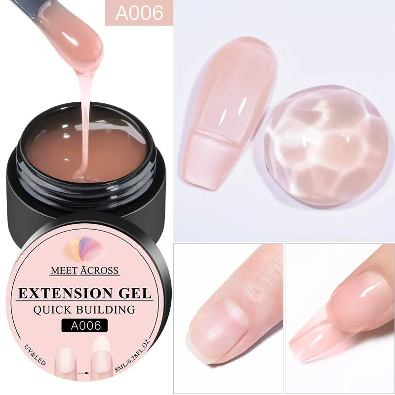 MEET ACROSS 8ML Gel Ongles Extension Rapide Vernis Nude Blanc Lait Vernis Gel UV Semi-Permanent pour Manucure et Outils