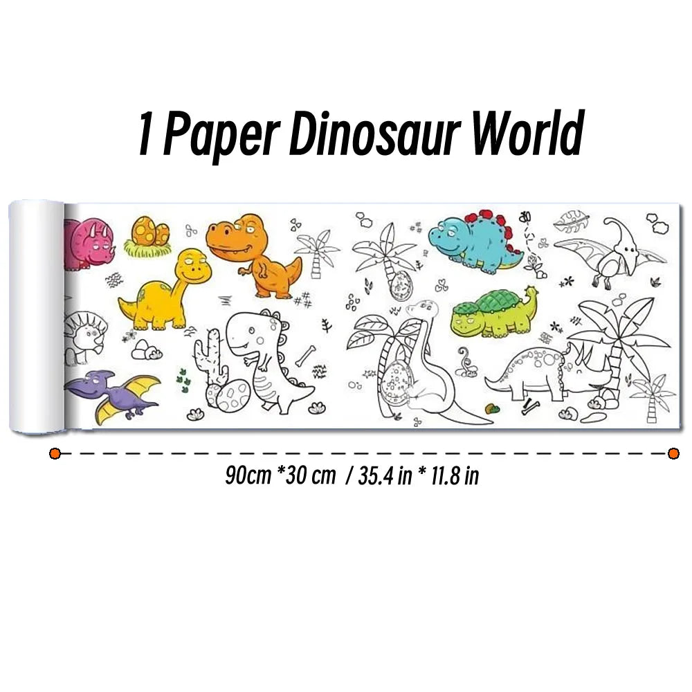 Rouleau de papier à colorier pour enfants, motif animaux, 90 cm, à découper et colorier soi-même. Idéal pour les activités manuelles et éducatives comme le graffiti ou le scrapbooking
