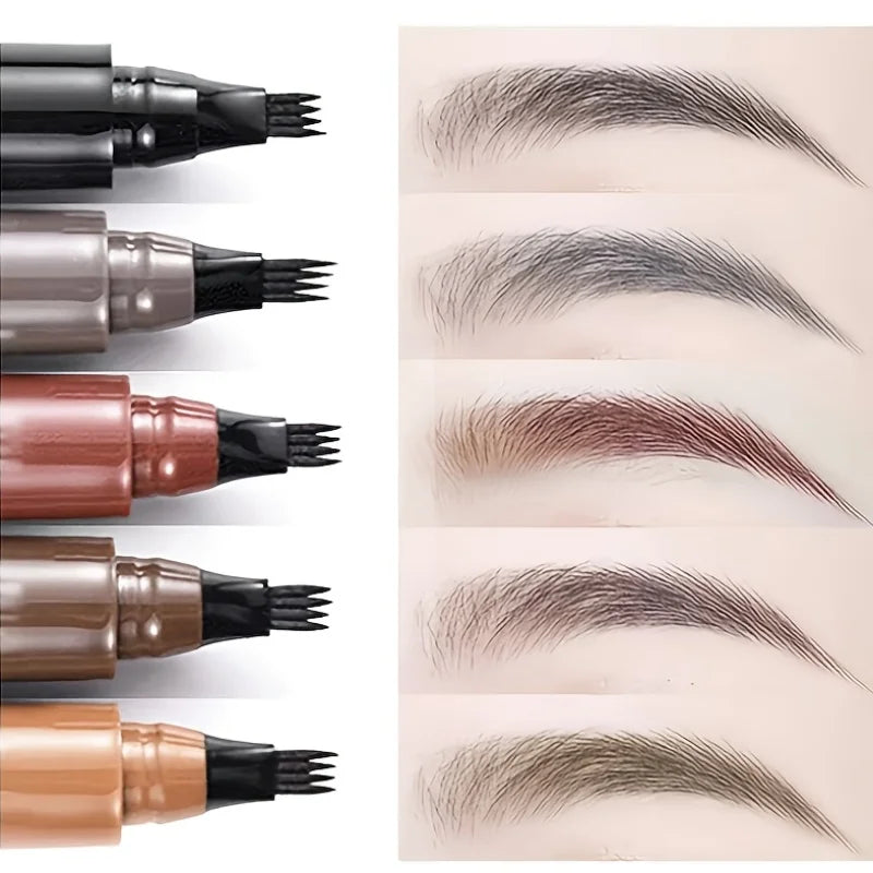 Crayon à sourcils microblading à 4 fourchettes, imperméable, maquillage naturel longue durée, cinq couleurs