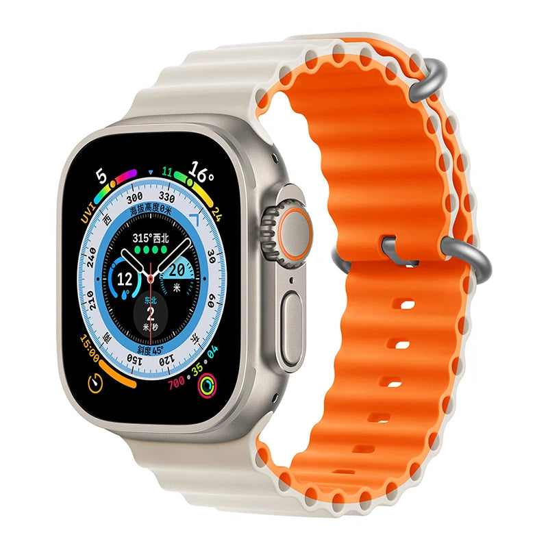 Bracelet océan en Silicone pour bracelets de montre Apple 45mm 46mm 40mm Ultra 2 49mm 44mm 41mm 38-42mm bracelet de sport série 10 9 8 7 6 5 4 SE