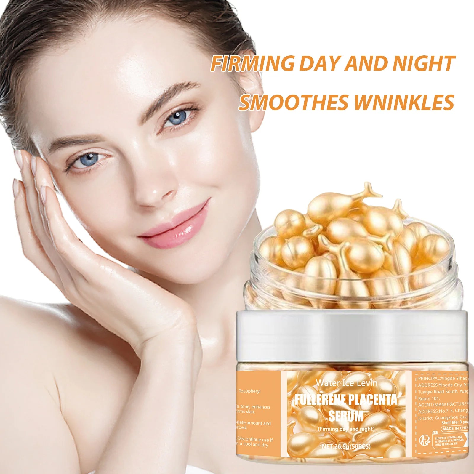 50 capsules de sérum au collagène pour le visage, anti-imperfections, anti-acné et anti-rides, raffermissantes et éclaircissantes, à base d'acide hyaluronique. Nouveau soin de la peau