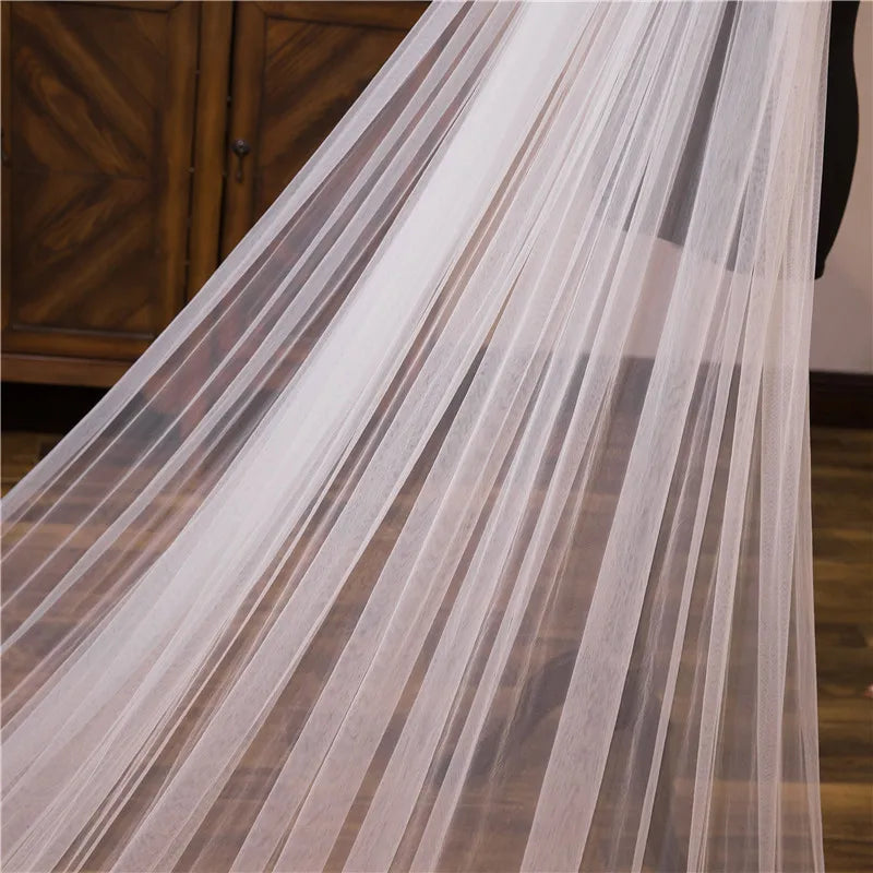 Voile de mariée 3M à une seule couche avec bordure en dentelle et peigne, accessoires de mariage