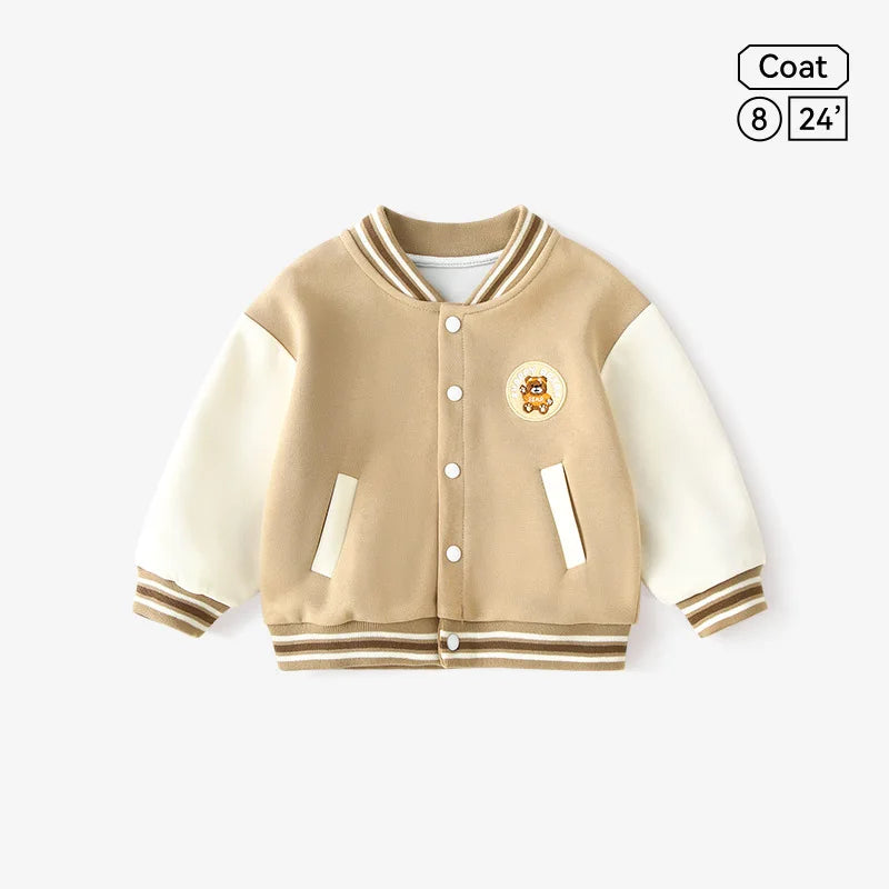 Collection printemps-automne 2025 garçons et filles - Vêtements d'extérieur tendance - Uniformes - Tenue décontractée - Veste de baseball à manches longues style dessin animé