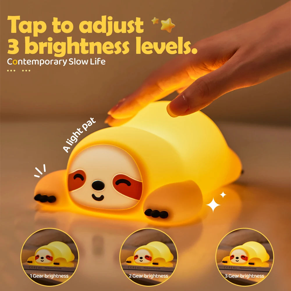 Lampe de nuit mignonne en silicone souple, renard et lapin, veilleuse de chambre d'enfant à intensité variable, rechargeable, avec minuterie et capteur tactile