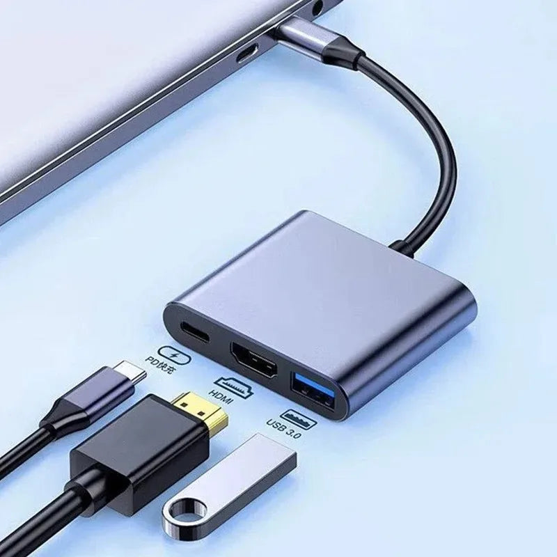 Station d'accueil hub USB + Type C 8 en 2 avec adaptateur audio jack 3,5 mm, lecteur de carte micro SD, convertisseur de disque pour ordinateur portable, tablette et téléphone.