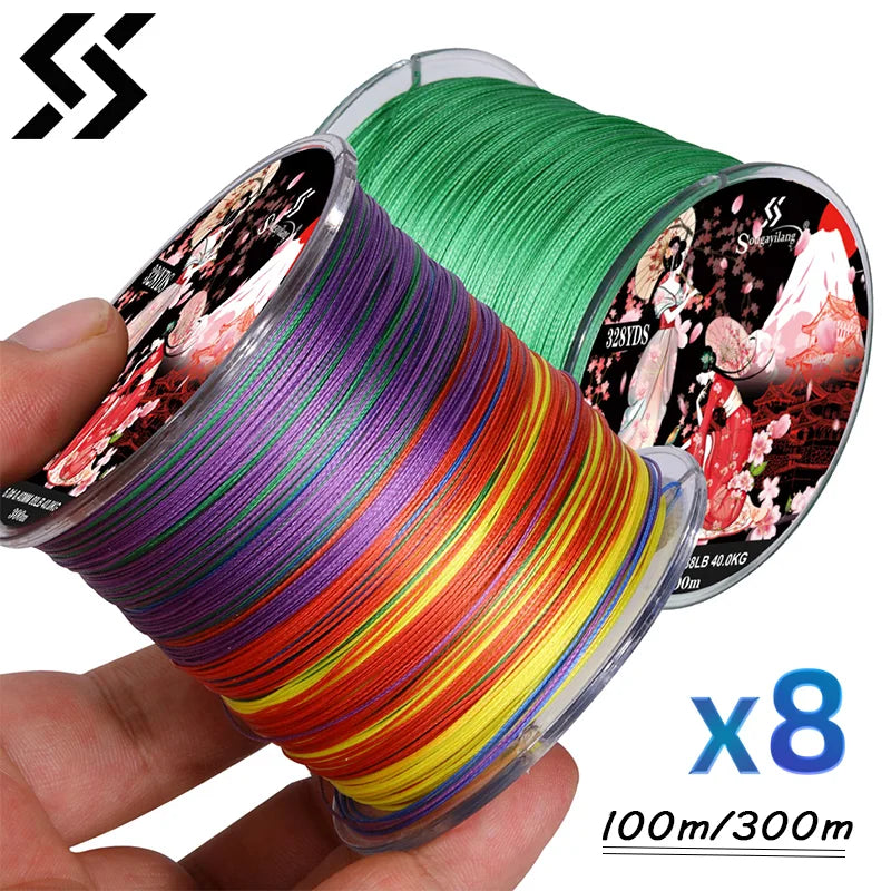 Ligne de pêche tressée Sougayilang 8 brins 100 m 300 m, multifilament, pour la pêche à la carpe, accessoire de pêche en fil tressé japonais, ligne PE