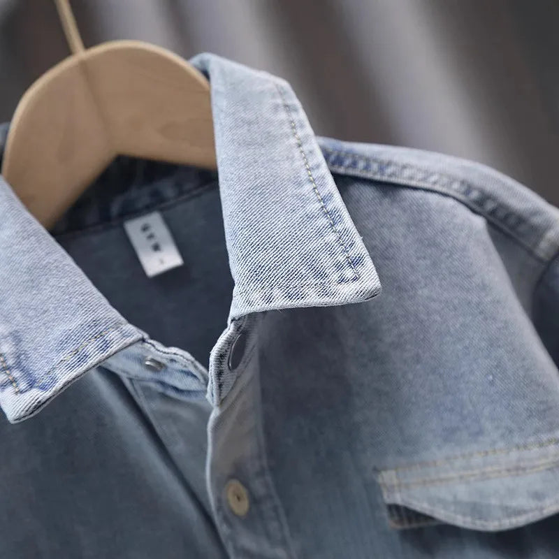 Veste en jean pour bébé garçon, style printemps-automne, avec poche avant. Tenue décontractée pour enfant. Vêtements streetwear tendance