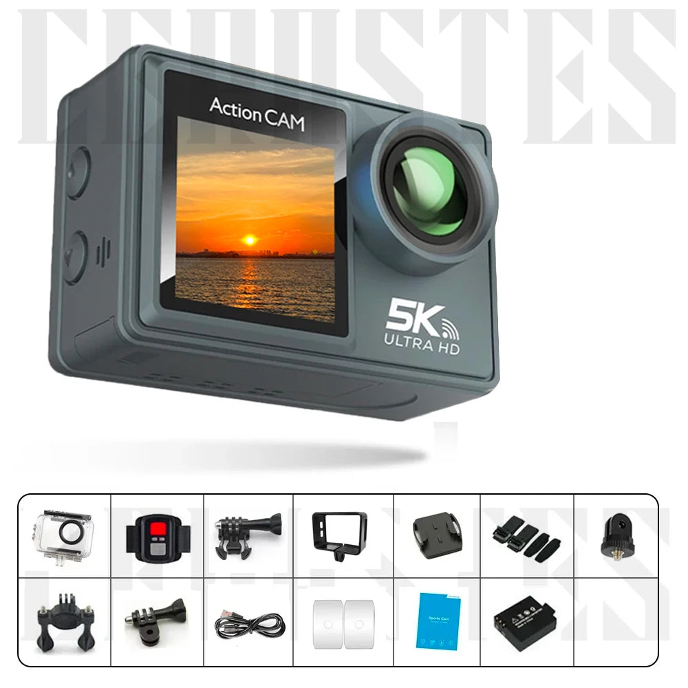 Caméra d'action Ourlife MTR40 5K 2.0 "écran tactile IPS 5X Zoom caméra d'action WiFi EIS 170 ° 30M caméra de sport professionnelle étanche