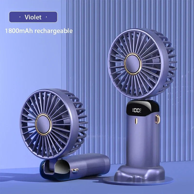 Portable Handheld Personal Rechargeable Fan LED Digital Display 90°Adjustable  Rechargeable Fan , 5 Speed Wind Mini Aromatherapy